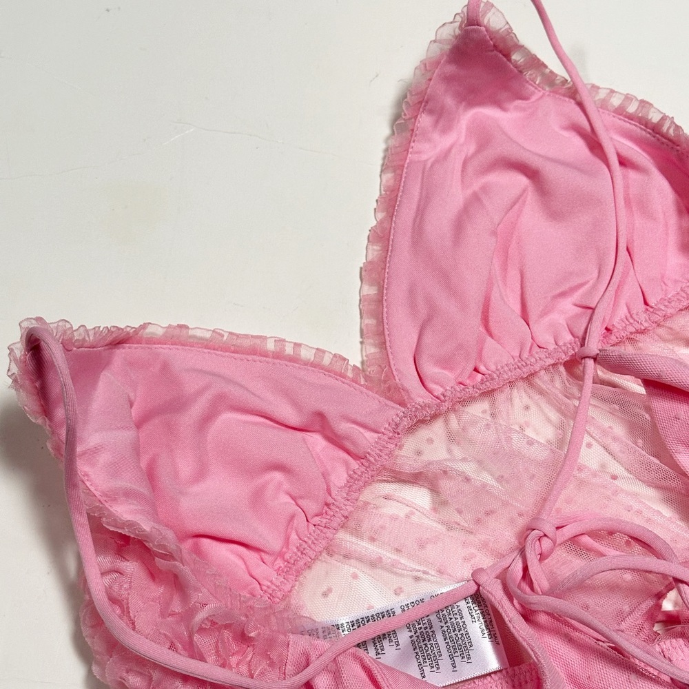 Urban Outfitters Pink Sheer Ruffle Top - Picture 6 of 12